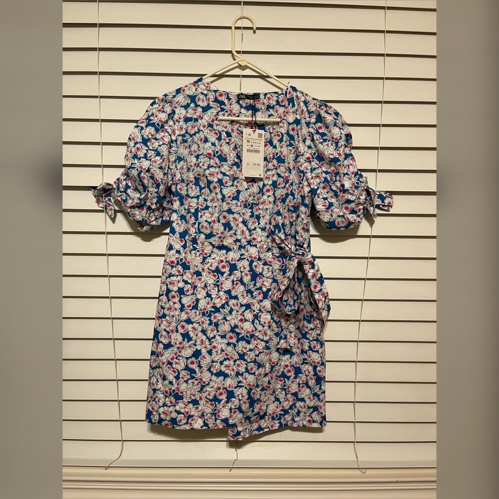 Zara medium floral poplin dress